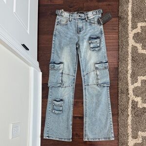 NEW Women’s Straight Cargo Jeans, Super Stretchy & Flattering, size 0